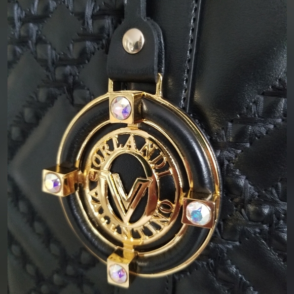 SOLD! NWT VALENTINO ORLANDI Black Leather Quilted Front Satchel Crossbody bag - Picture 2 of 15